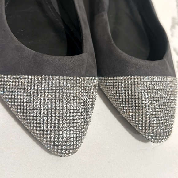 SCHUTZ Women’s Ballet Flats Gemma Pointed Toe with Diamonds Grey Suede NEW 8 - Picture 13 of 14